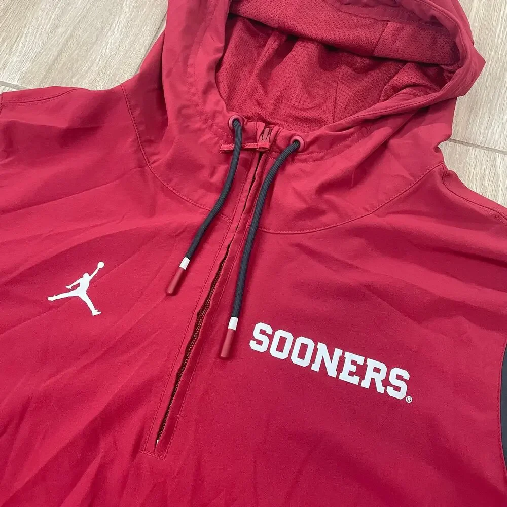 Jordan Oklahoma Sooners Jacket Mens L 2024 Sideline Pregame Half Zip Hoodie